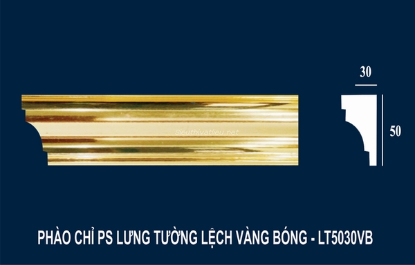 Phào chỉ PS lưng tường lệch vàng bóng LT5030VB