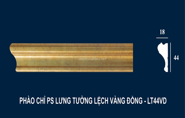 Phào chỉ PS lưng tường lệch vàng đồng LT44VD