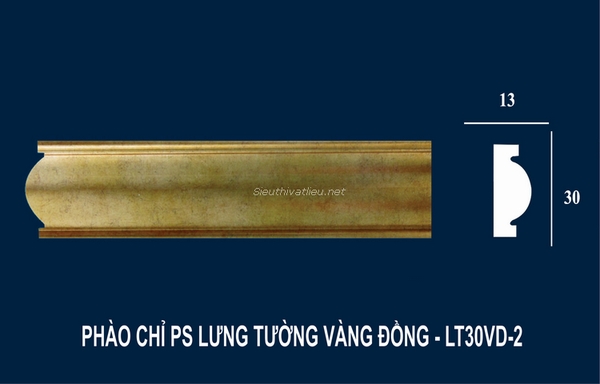 Phào chỉ PS lưng tường vàng đồng LT30VD-2