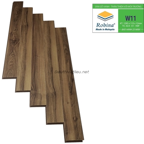 Sàn gỗ Malaysia Robina W11 12mm bản nhỏ