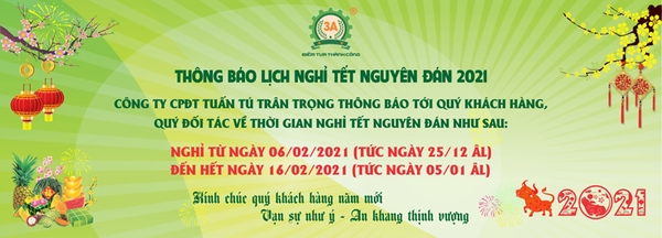 Lịch nghỉ Tết Nguyên Đán 2021 - Tại Công ty CPĐT Tuấn Tú