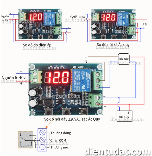 Mạch quản lý sạc xả pin bình ắc quy tự ngắt M608