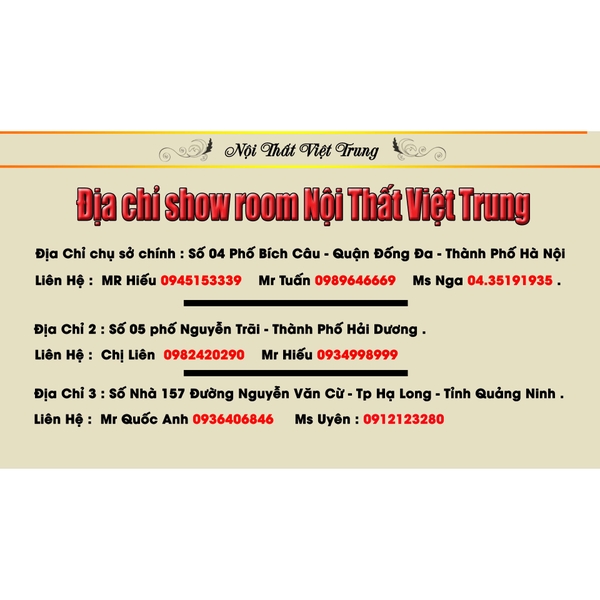 ĐỊA CHỈ HỆ THỐNG SHOW ROOM