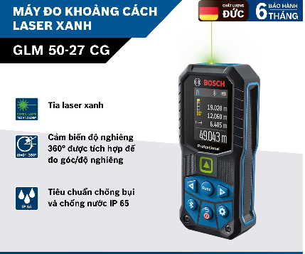 Máy đo khoảng cách laser tia xanh Bosch GLM 50-27 CG