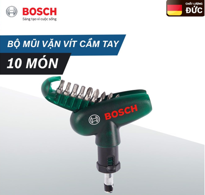 Bộ mũi vặn vít cầm tay Bosch 10 món