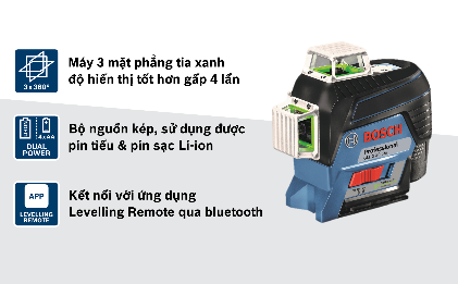 Máy cân mực laser tia xanh BOSCH GLL 3-80 CG
