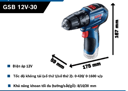Máy khoan động lực dùng pin GSB 12V-30