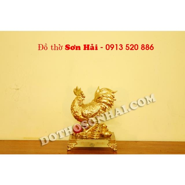 Tượng gà trống phong thủy, kim kê - gà vàng 15cm x 18cm