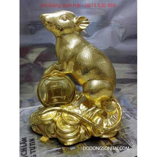 Đúc tượng chuột bằng đồng đẹp, dát vàng 9999, mã D08