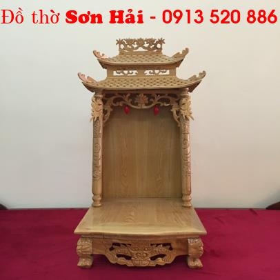 Mẫu bàn thờ Thần Tài bằng gỗ Pơ mu, kích thước 41cm x 48cm x 84cm
