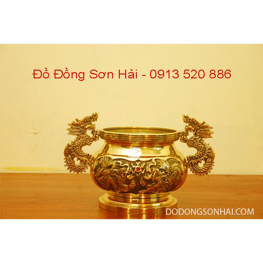 Bát hương đồng Đài Loan rộng 11cm, cao 11cm; mã A128