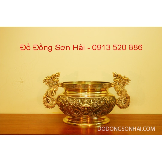 Bát hương đồng Đài Loan rộng 30cm, cao 23cm, mã A115