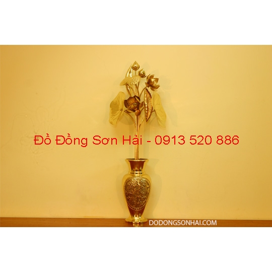 Bộ hoa Sen làm bằng đồng, 10 bông cỡ to, cao 80cm