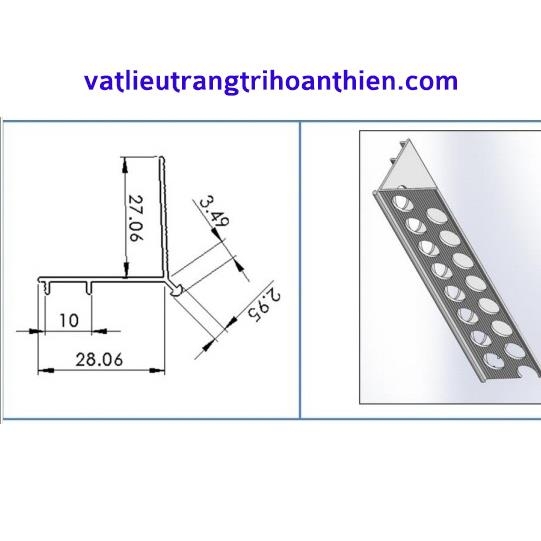 Nẹp trát vữa mép cạnh + tạo rãnh nước.