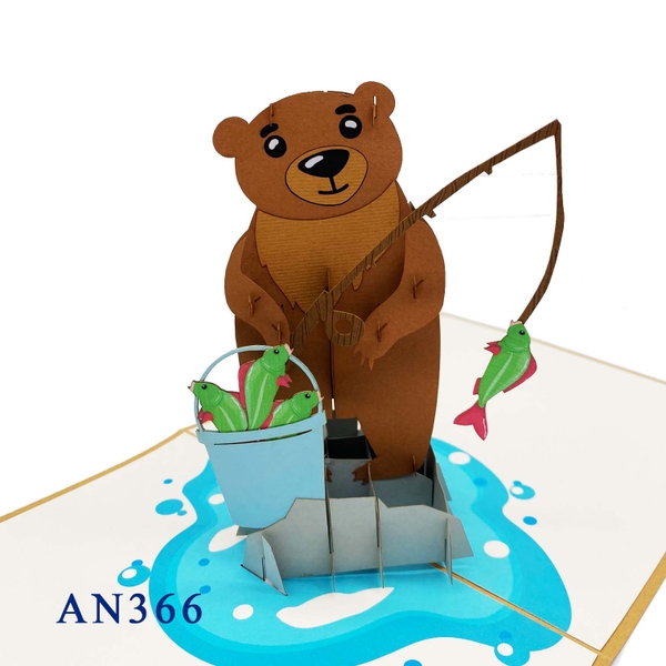 Teddy Bear Fishing Pop Up Card