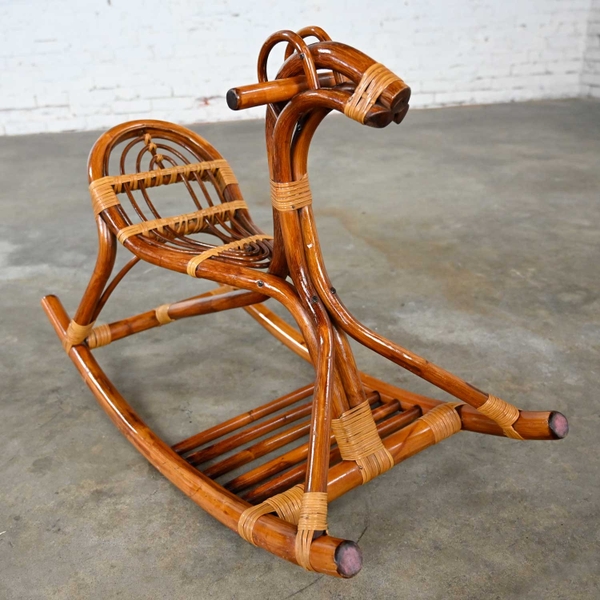 Vintage rattan rocking horse Ride On Kid Toy