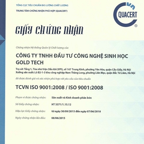 Giấy chứng nhận Hệ thống quản lý chất lượng