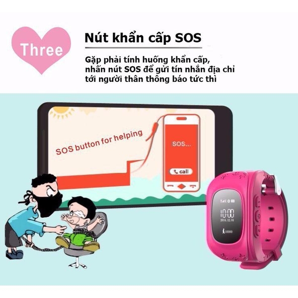 Đồng Hồ Giám Sát Trẻ Em -  YQT GPS -  Màu Hồng