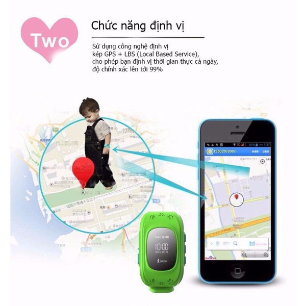 Đồng Hồ Giám Sát Trẻ Em -  YQT GPS -  Màu Xanh Lá Cây