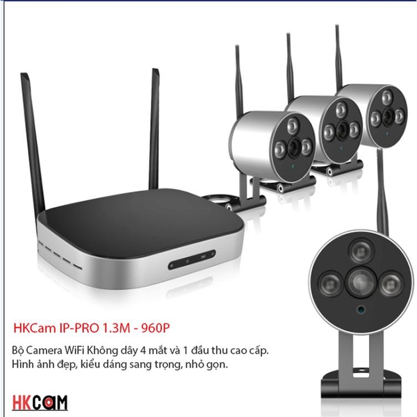 Bộ Camera Không Dây NVR KIT HKCAM IP-PRO HD 720P - Nhỏ Nhắn, Sang Trọng, Đa Năng