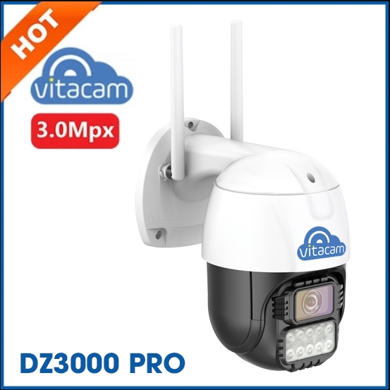 Camera PTZ ngoài trời VITACAM DZ3000 PRO xoay 355 độ, 3.0 Mpx 1296P ULTRA HD - Chip Hislicon hình ảnh đẹp, trong và sắc nét