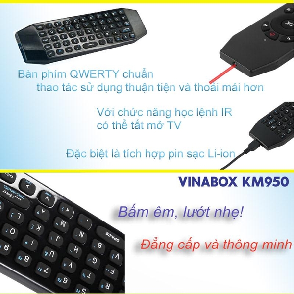 Chuột bay bàn phím VINABOX KM950 không voice - sử dụng pin sạc