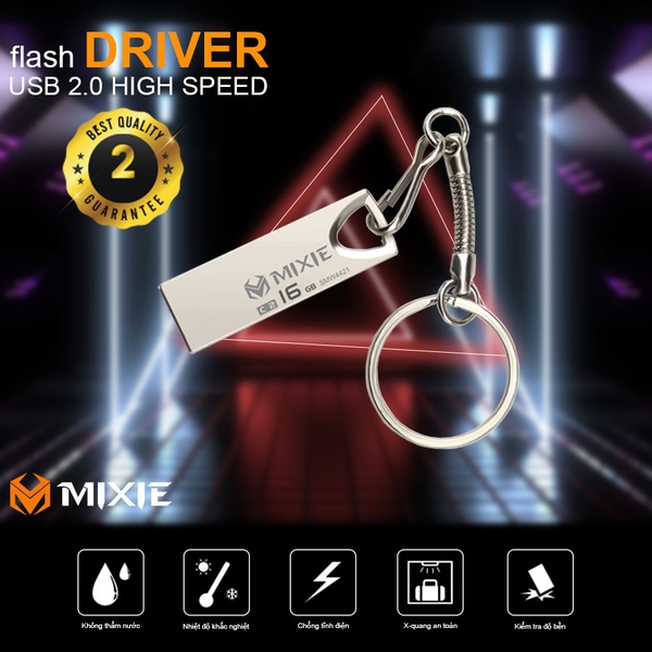 USB 2.0 MIXIE C2 Dung Lượng 16Gb - Kim Loại, Có Dây Đeo, Thời Trang, BH 2 Năm.