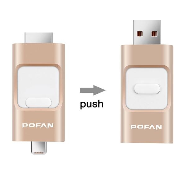 USB Tăng Bộ Nhớ IPHONE, ANDROID - POFAN P8 Bộ Nhớ 32G - 3 Trong 1 - Chính Hãng