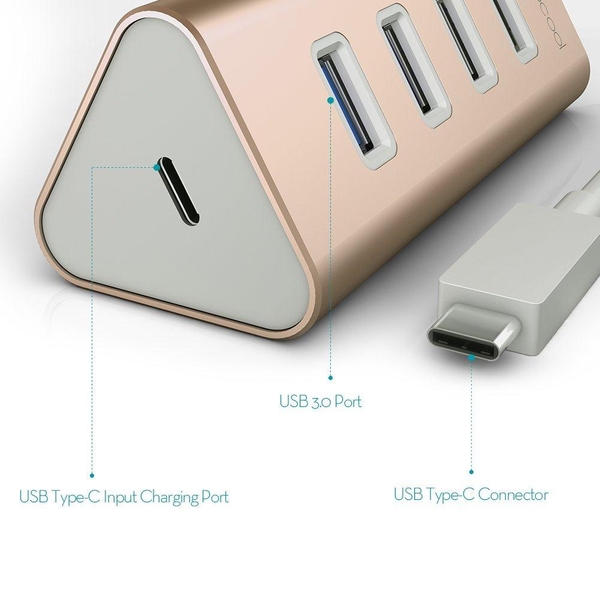 Dodocool DC20 - Hub chuyển USB Type C ra 4 cổng USB 3.0, có cổng sạc cho Macbook, chromebook