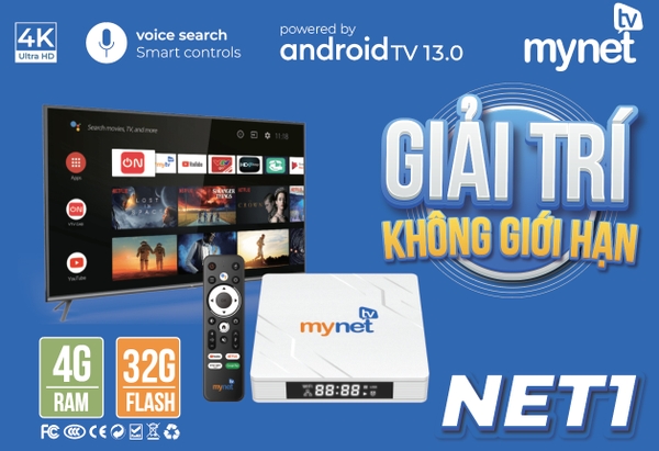 ANDROID BOX MYNET NET 1 - Ver 13 – RAM 4G ROM 32G, ANDROID 13.0 Mới Nhất