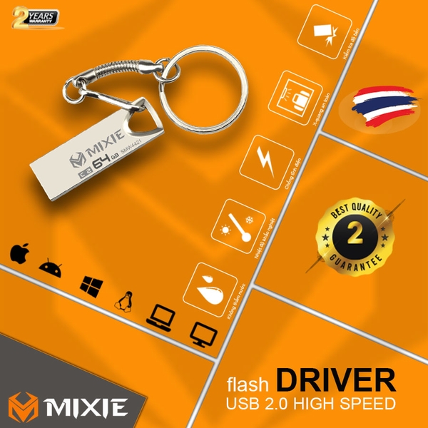 USB 2.0 MIXIE C2 Dung Lượng 64Gb - Kim Loại, Có Dây Đeo, Thời Trang, BH 2 Năm.