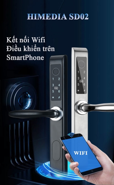 KHÓA VÂN TAY HIMEDIA SD2 - CỬA NHÔM XINGFA - HỖ TRỢ APP TUYA WIFI - 2021