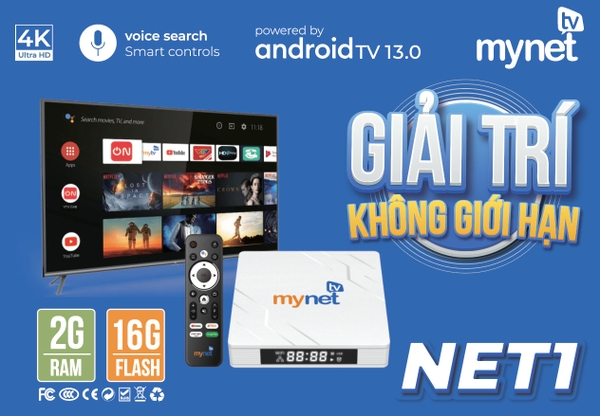 ANDROID BOX MYNET NET 1 - Ver 13 – RAM 2G ROM 16G, ANDROID 13.0 Mới Nhất