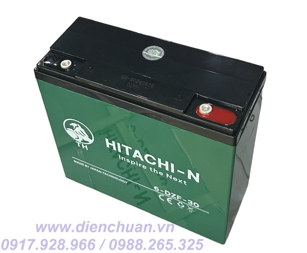 Ắc quy xe đạp điện xe máy điện HITACHI 12V 30AH 6-DZF-30