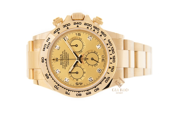 Đồng Hồ Rolex Cosmograph Daytona 116508 Mặt Số Vàng Champagne Cọc Số Kim Cương