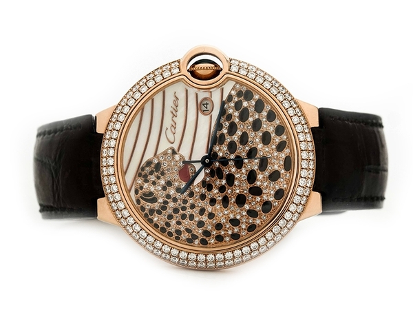 Đồng Hồ Cartier Ballon Bleu Panther Rose Gold With Diamonds