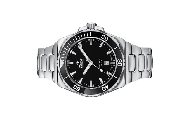 Đồng hồ đeo tay thương hiệu Tutima, dòng sản phẩm M2 Seven Seas S, Ref no: 6155-02, mặt số nhung đen, size 44mm, máy tự động, vỏ đồng hồ và dây bằng thép không gỉ, hàng mới 100%