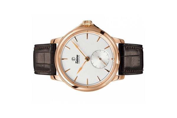 Đồng hồ đeo tay thương hiệu Tutima, dòng sản phẩm Patria, Ref no: 6600-02, mặt số mạ bạc, size 43mm, máy lên cót tay, vỏ và khóa đồng hồ bằng vàng hồng 18k, dây đeo da cá sấu, hàng mới 100%