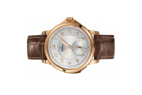 Đồng hồ đeo tay thương hiệu Tutima, dòng sản phẩm Hommage, Ref no: 6800-02, mặt số bạc, size 43mm, máy lên cót tay, vỏ và khóa đồng hồ bằng vàng hồng 18k, dây đeo da cá sấu, hàng mới 100%