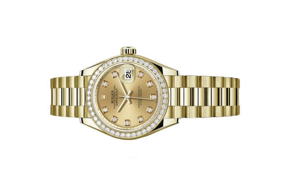 Đồng Hồ Rolex Lady-Datejust 279138RBR Mặt Số Vàng Champagne Cọc Số Kim Cương