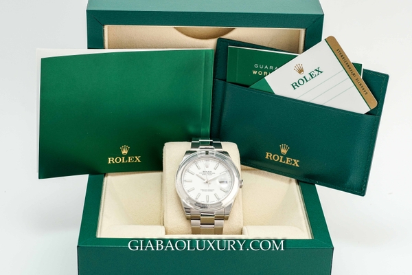 Đồng Hồ Rolex Datejust 41 126300 Mặt Số Trắng Dây Đeo Oyster