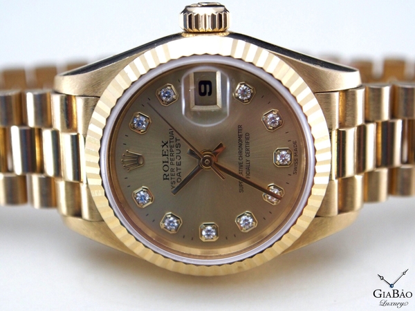 Đồng Hồ Rolex Lady Datejust 69178 Mặt Số Champagne Nạm Kim Cương