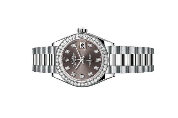 Đồng Hồ Rolex Lady-Datejust 279139RBR Mặt Số Xám Đậm Cọc Số Nạm Kim Cương