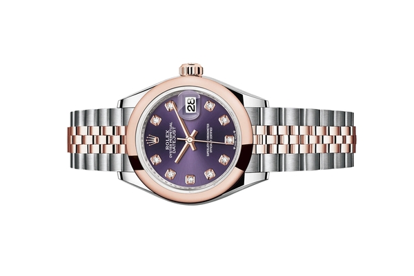 Đồng Hồ Rolex Lady-Datejust 279161 Mặt Số Tím Cọc Số Nạm Kim Cương