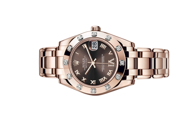 Đồng hồ Rolex Pearlmaster 34 81315 Mặt Số Chocolate Nạm Kim Cương