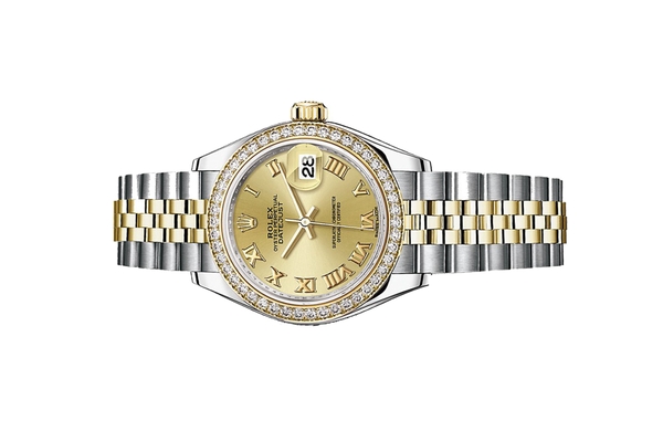 Đồng Hồ Rolex Lady-Datejust 28 279383RBR Mặt Số Vàng Champagne Cọc Số La Mã