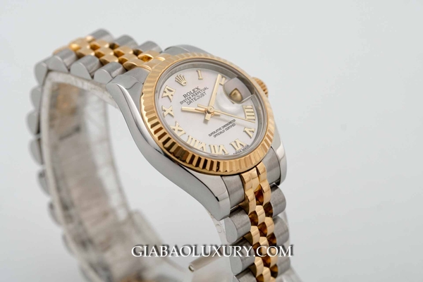 Đồng hồ Rolex Lady-Datejust 179173 Mặt Số Vỏ Trai Trắng Cọc Số La Mã