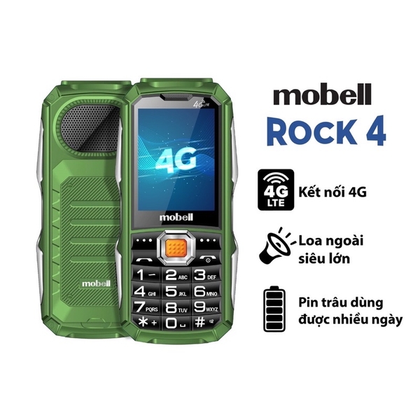Điện thoại Mobell Rock 4 Chính hãng - Sóng 4G chuẩn