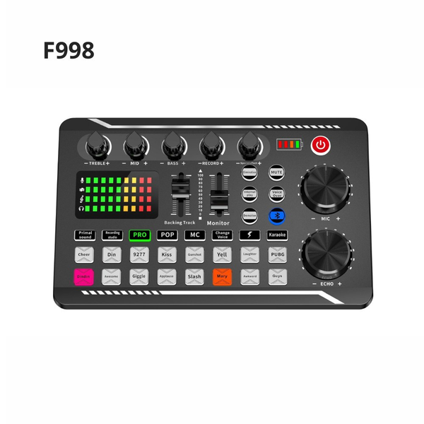 Bộ Sound Card Thu âm F998 Bluetooth Có AutoTune Chất Lượng Cao điều Chỉnh âm Thanh