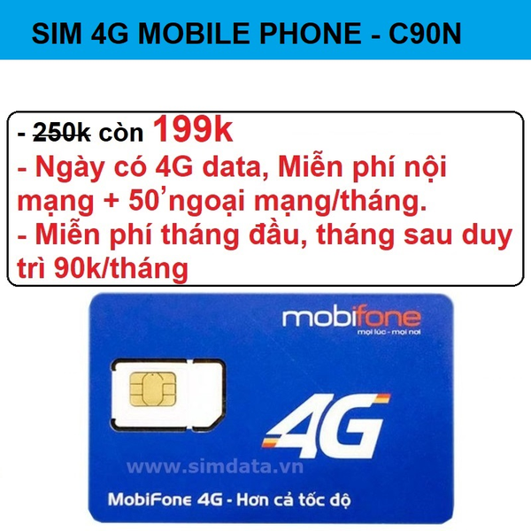 Sim 4G Mobi C90N 4g/ngày